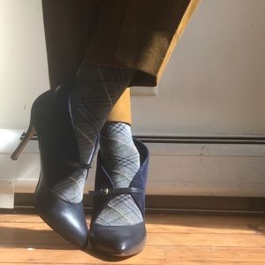 Nine West Blue Suede and Leather Mary Jane Bootie